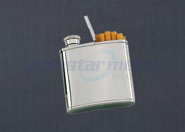 Customized 2 In 1 Stainless Steel Engraved Hip Flask / Cigarette Holder