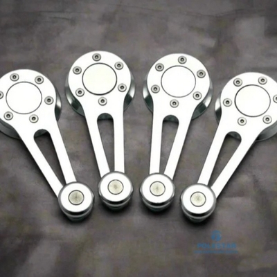 6061 T6 Parti CNC su misura di alluminio Rod di supporto rotante Anodizzazione argento brillante